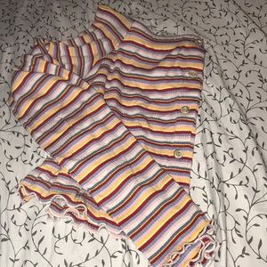 Striped long sleeve crop top